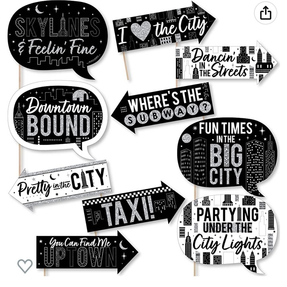 Big Dot of Happiness Funny New York. Photo Booth Props Kit 10pcs . Set 2 pieces
